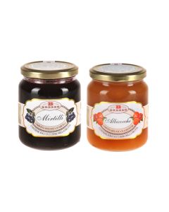 Brezzo Kit Degustazione Composta di Frutta Bio Mirtilli 390g e Composta di Frutta Bio Albicocche 390g