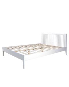 Letto piazza emezzo in legno massiccio bianco con rete a doghe