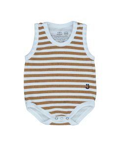 J BIMBI Body Senza Maniche Caramello a righe, Body Estivo Taglia Unica 0-36 Mesi in Cotone Biologico