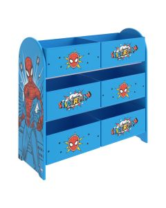 Spiderman Scaffale Portagiochi con 6 Contenitori in Tessuto, Organizer Marvel per la Cameretta dei Bambini