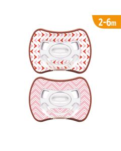 J BIMBI Pack 2 Succhietti Glee Bimba Super Leggeri 2-6 Mesi in Silicone Medicale –  Ciucci Ortodontici Arrows Rosa e Corallo con Tettarella Simmetrica a Goccia e Scudo Ventilato