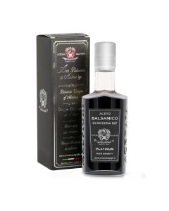 Acetaia Malpighi – Aceto Balsamico di Modena IGP Platino – 250 ml – 100% Naturale Senza Caramello – Lunga Maturazione in Barriques di Rovere