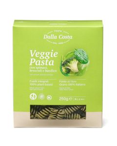 Dalla Costa Pasta Vegana Fusilli semola integrale con spinaci, broccoli e basilico confezione risparmio 8x250 grammi