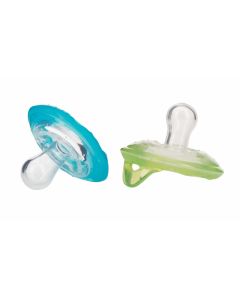 Nuby Set 2 Succhietti Ciliegia Natural Flex 0-6 mesi Verde Acqua