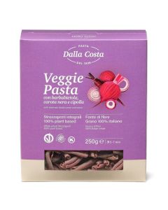 Dalla Costa Pasta Vegana Strozzapreti semola integrale con barbabietola, carota nera e cipolla confezione risparmio 8x250 grammi