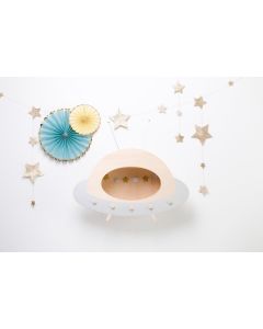 Mensola Portaoggetti Navicella Spaziale in Legno Fatto a Mano Argento