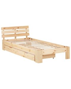 Letto singolo con cassetto in legno massiccio