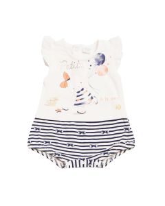 Ellepi Pagliaccetto Neonata in Jersey di Cotone con Strass Blu