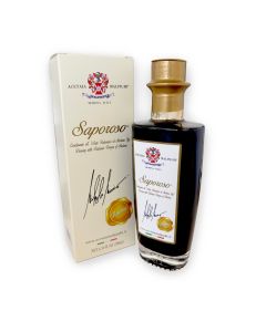Acetaia Malpighi – Condimento all’Aceto Balsamico di Modena IGP Saporoso Sigillo Oro – 200 ml – Affinato 8 Anni in Botti di Rovere – Senza Caramello
