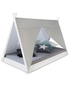 Letto Singolo Montessori a tenda teepee bianca in tessuto