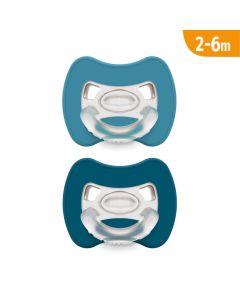 J BIMBI Pack 2 Succhietti Glee Super Leggeri 2-6 Mesi in Silicone Medicale – Ciucci con Tettarella Simmetrica a Goccia, Scudo Ventilato e Design Ortodontico – Avio/Blu