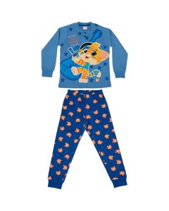 Pigiama Lampo 44 Gatti Azzurro Maniche Lunghe