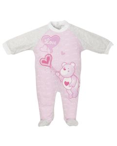 Ellepi Tutina Neonata in Jersey di Cotone Grigio Rosa