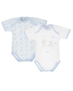 Ellepi Set 2 Body Caldo Cotone Cuccioli Scollo Americana Azzurro