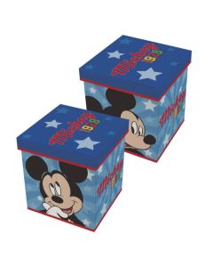 Pouf Mickey Mouse Contenitore Portagiochi in Tessuto con Seduta