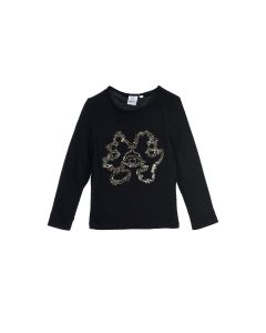 Maglia con paillettes nera Mickey e Minnie Kiss