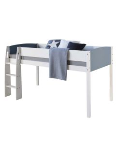 Letto a soppalco in legno bianco e grigio per bambini