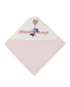 Accappatoio a Triangolo in spugna Ricamato Minnie Ellepi Bianco e Rosa