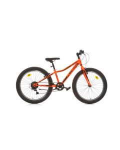 Bicicletta Bambino Plus 24 pollici MTB Ragazzo Cambio 6 Velocità Arancione Fluo Dino Bikes