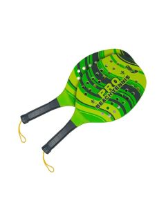 Set Racchettoni Beach Tennis PRO in Legno 12mm con Palla Morbida – Racchette Resistenti per Mare, Spiaggia e Tempo Libero - Verde