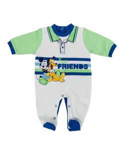 Topolino e Pluto Tutina in Cotone Bianco e Verde Ellepi