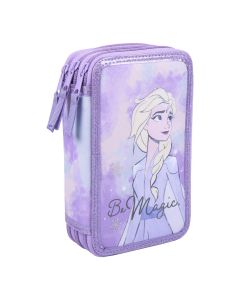 Elsa Frozen Astuccio Scuola 3 Zip con Pennarelli Giotto
