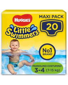 Huggies Litte Swimmers Pannolini Costumino Taglia 3/4 M - Pacco Grande da 20 Pannolini