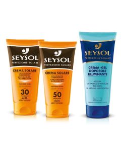 Kit Seysol Protezione Solare Crema Solare spf 30, Crema Solare spf 50, Crema Gel Doposole Illuminante