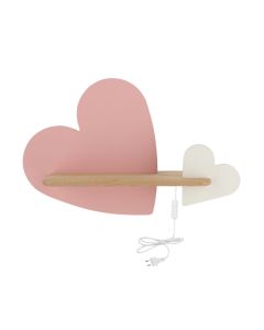 Lampada per Bambini Applique con Mensola Cuore Rosa