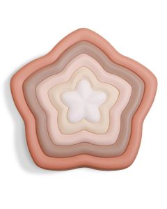 J BIMBI Bite&Play Gioco Stella Impilabile in Silicone 12m+ – Set da 5 Stelle Impilabili per Bambini, Gioco Sensoriale in Silicone Alimentare, Resistente al Calore, Lavabile – Rosa