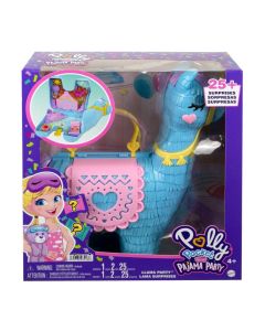 Polly Pocket Cofanetto Lama Pigiama Party cofanetto grande, oltre 25 sorprese include 2 mini bambole