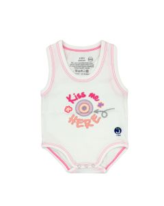 J BIMBI Body Estivo Smanicato in Cotone Biologico, Taglia Unica 0-36 Mesi, Fresco e Traspirante per Bambini - Kiss Me Here