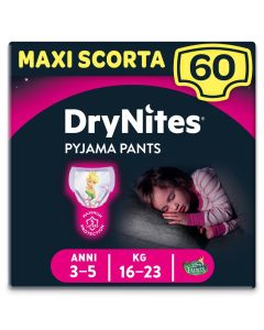 Huggies Drynites Mutandine per Bambina 3-5 anni Maxi Confezione da 60 Mutandine
