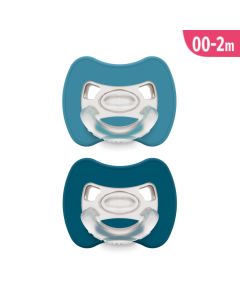J BIMBI Pack 2 Succhietti Glee Super Leggeri 0-2 Mesi in Silicone Medicale – Ciucci con Tettarella Simmetrica a Goccia, Scudo Ventilato e Design Ortodontico – Avio/Blu