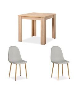 Set Tavolo da pranzo con 2 sedie imbottite Grigio
