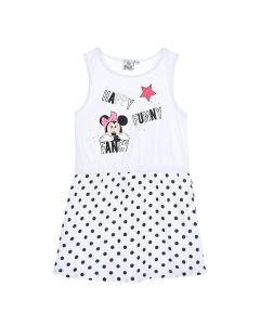 Abito smanicato Minnie Pois Bianco