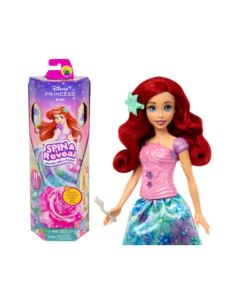 Ariel Spin & Reveal Bambola Principesse Disney con 11 sorprese da scoprire, 5 accessori e 5 adesivi