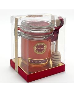 Brezzo Confezione regalo Miele Italiano di Castagno 400gr con Spargimiele in Legno