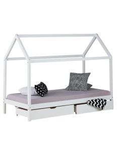 Letto Singolo Montessori a casetta con cassettoni bianco