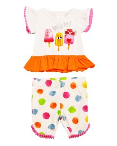 Ellepi Completino Neonata Maglietta e Pinocchietto Gelato Arancione