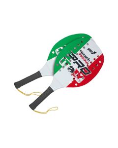 Set Racchettoni Beach Tennis PRO in Legno 12mm con Palla Morbida – Racchette Resistenti per Mare, Spiaggia e Tempo Libero - Tricolore