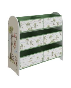 Disney Winnie the Pooh Scaffale Portagiochi con 6 Contenitori in Tessuto, Organizer per la Cameretta dei Bambini