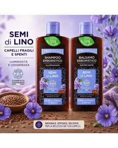 I PROVENZALI - Kit Shampoo e Balsamo Erboistico Semi di Lino per capelli Fragili e Spenti - 250ml + 200ml