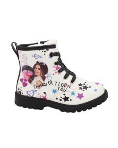 Anfibi Charlotte M bianco con cerniera laterale