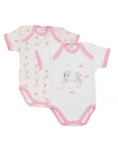 Ellepi Set 2 Body Caldo Cotone Cuccioli Scollo Americana Rosa