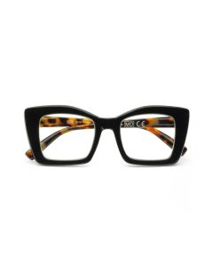 UTILISSIMI Occhiali da Lettura Donna per Presbiopia Neri Cat Eye con Aste Tartarugate e Cerniere Flex - +1.5