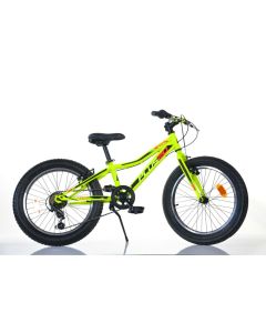 Bicicletta Bambino Plus 20 pollici MTB Cambio 6 Velocità Giallo Fluo Dino Bikes