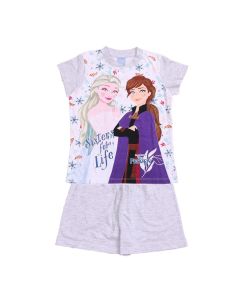 Pigiama Corto Disney Frozen Elsa ed Anna Grigio