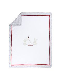 Ellepi Copertina Interlock Ricamata Bianco e Grigio 70x90cm