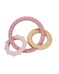 J BIMBI Bite&Play Stella Massaggiagengive 4m+ in Legno Naturale e Silicone – Gioco Dentizione con 3 Elementi Sensoriali, Texture in Rilievo, Effetto Sonaglio